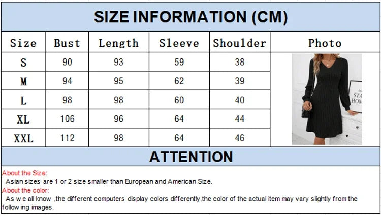 Solid Color Long Sleeve Knitted Ribbed Women Mini Dress Winter Warm V-neck Pit Stripe Dresses Casual Party Vacation New Clothes