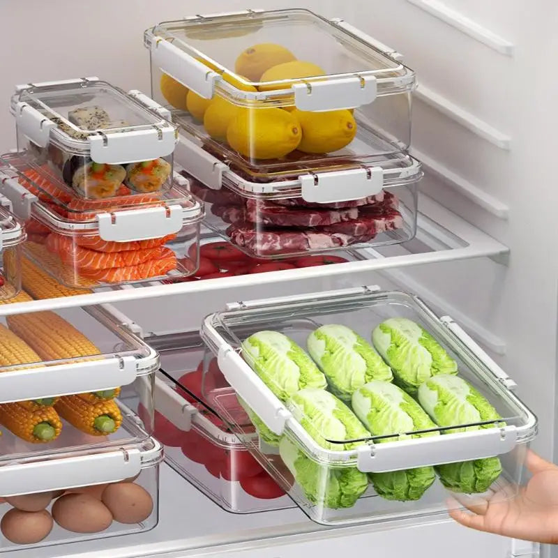 All-in-One Kitchen Organizer, Clear Stackable Containers for Fridge & Lunch, Keeps Fruits Fresh, Saves Time on Meal Prep