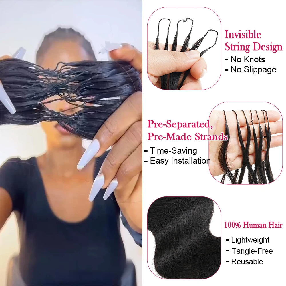 Body Wave Miracle Knots Crochet Human Hair For Braiding Boho Braids Bundles 16-26 Inch Feathered Crochet Human Hair Extensions