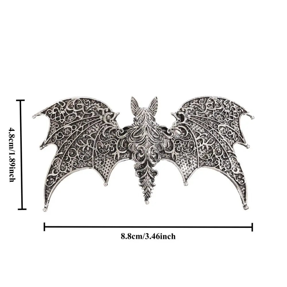 New Alloy Bat Hair Clip Vintage Bat Shape Gothic Hair Barrette Silver Hollow Pattern Viking Retro Hairpin Cosplay