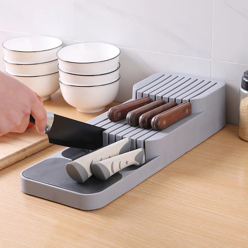 Kitchen Cutlery Organizer Knife Storage Spoon Forks Compartment Tableware Organizer Spice Bottle Storage Box