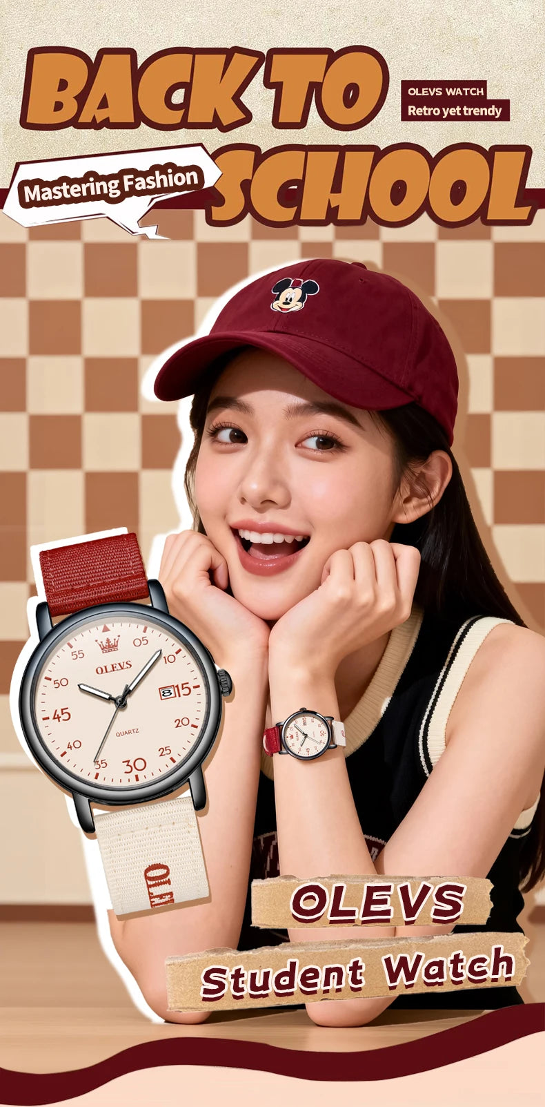 OLEVS 2997 Original Quartz Movement Student Fashion Watch Calendar Digital Dial Night Light Function 30m Waterproof Watch