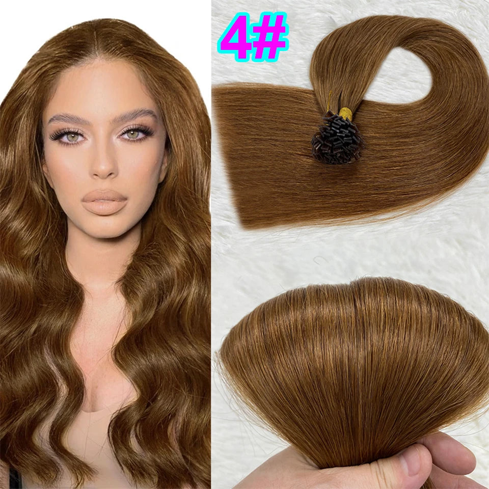 Remy Hair 1g/s 18-28 inch Real Remy Flat Tip Human Hair Extension Silky Straight Dark Brown Pre Bonded Keratin Fusion Hair