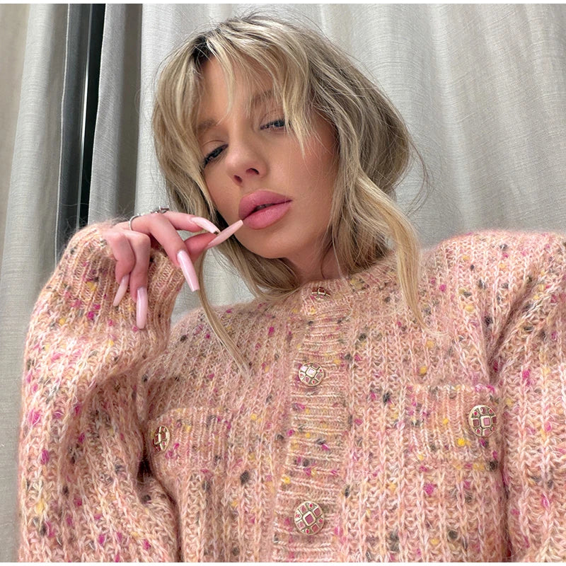 URBANCREW Marled Knit Cardigan — Cropped Casual Layer
