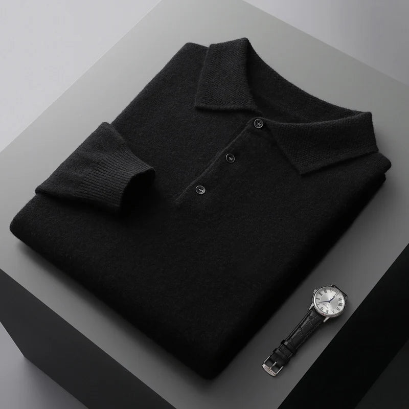 YTFidio 100%Wool Man Sweater POLO-Neck Shirt Casual Jumpers Warm Solid Soft Warm Thickening Knitwear Pullover Tops 134