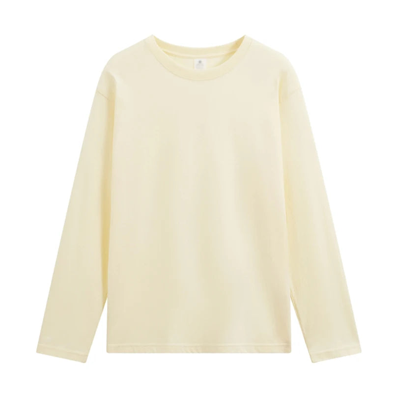 Long sleeve T-shirt Solid Color Top Tees Custom Print Your Design Autumn Plain Cotton Tshirts Plus Size Undershirts For Man