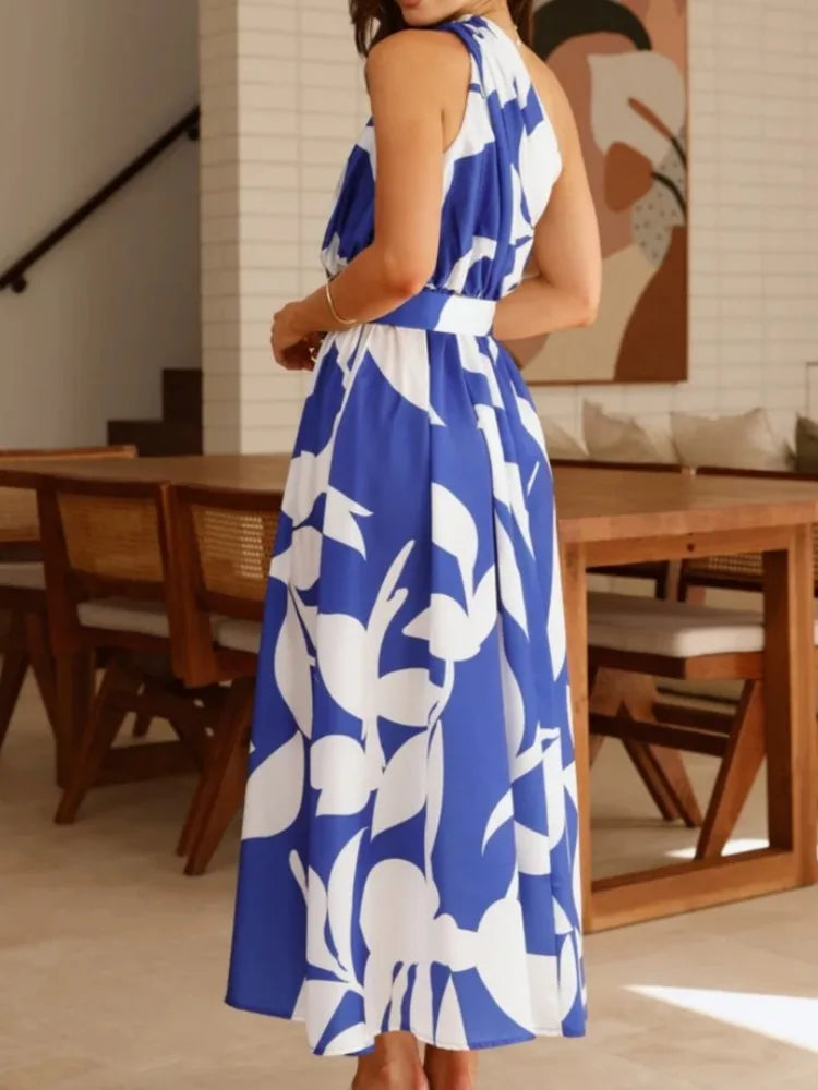 2025 Summer Fashion New Women's Sexy Vacation Dress Casual Elegant Bohemian Beach Skew Collar Off Shoulder Sashes Long Dresses