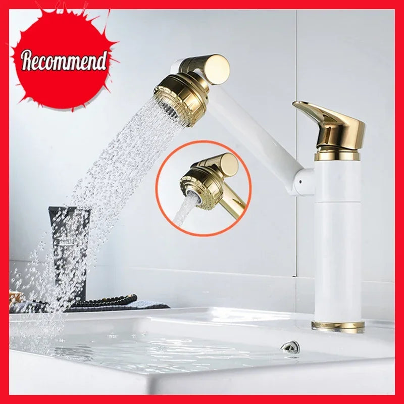 1080° Swivel Bathroom Sink Faucet Basin Faucet Mixer Deck Mounted Splash Proof Water Tap Shower Head Aerators Tapware