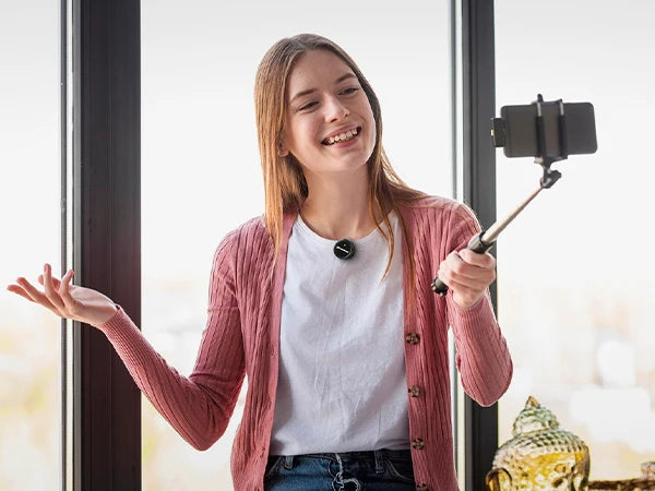 NearStream AWM25T Magnetic Wireless Lavalier Microphone, 1‑to‑2 Dual‑Mic, ENC Noise Cancelling, Low Latency 65Ft, 24H Battery Charging Case, Plug‑Play Lapel Mic for iPhone Android Laptop PC