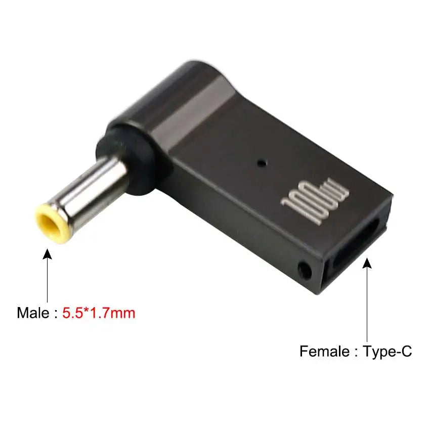 YuXi PD 100W USB Type C to Dc Power Jack Connector USB C to Universal Laptop Power Adapter Plug Converter for Asus Dell Lenovo