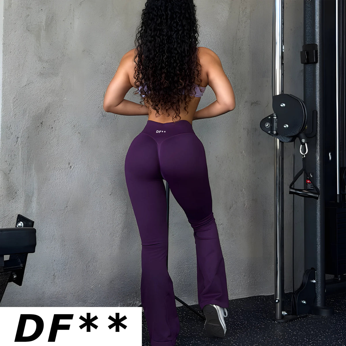 DF‑LOGO Women Seamless Flare Yoga Pants Quick Dry Breathable Butt Lifting Flared Leggings for Gym Pilates Workout Fitness