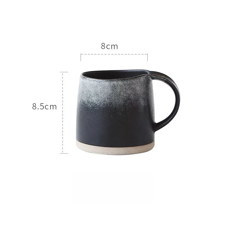 Handmade Stoneware Mug Retro Black White Latte Coffee Cup Ceramic Cup