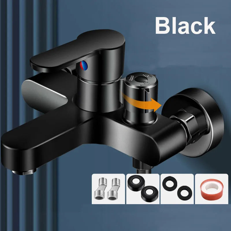 Chrome Bathroom Shower Faucet Brass Wall Mounted Hot Cold Water Dual Spout Mixer Tap For Bathroom Splitter Bath Shower Basin