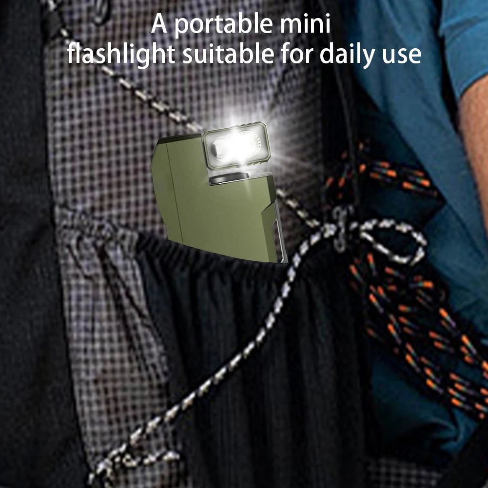 LED Flashlight Mini Flashlight Rechargeable 180 Degree Rotating Flashlight Multi Modes EDC Pocket Flashlight for Camping Hiking