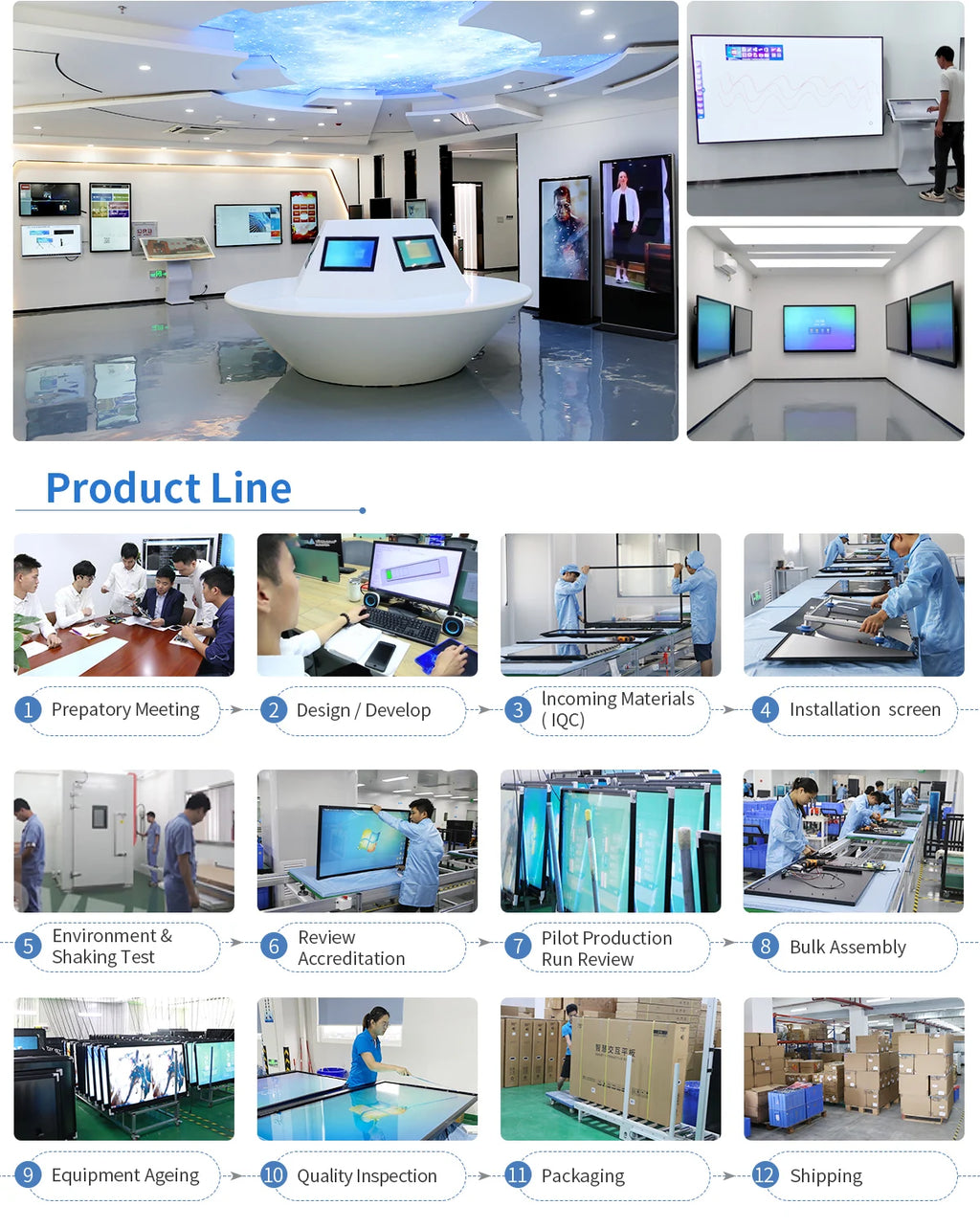 Lcd Touch Screens Monitor 10 21 32 43 50 55 65 75 Inch Wall Mounted Totem Display Panel Digital Android Interactive Touch Kiosk