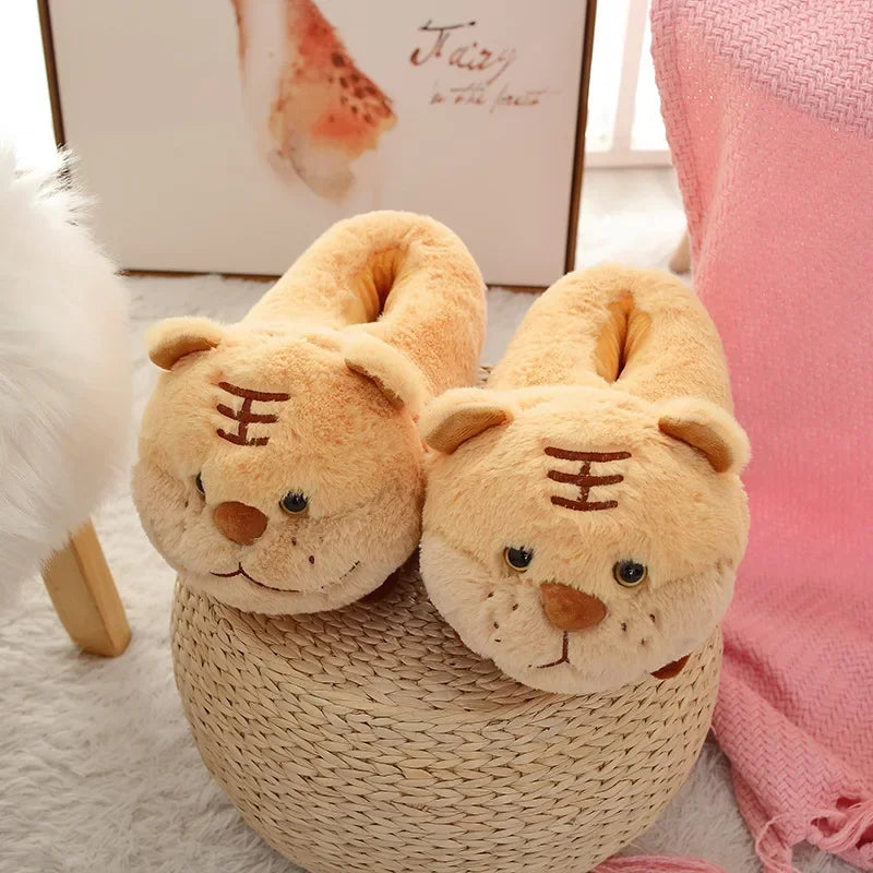 Cartoon Couples Home Slippers Men Women Winter Indoor Warmth Piglet Cotton Shoes Plush Floor Anti Slip Slippers Soft Bottom2024