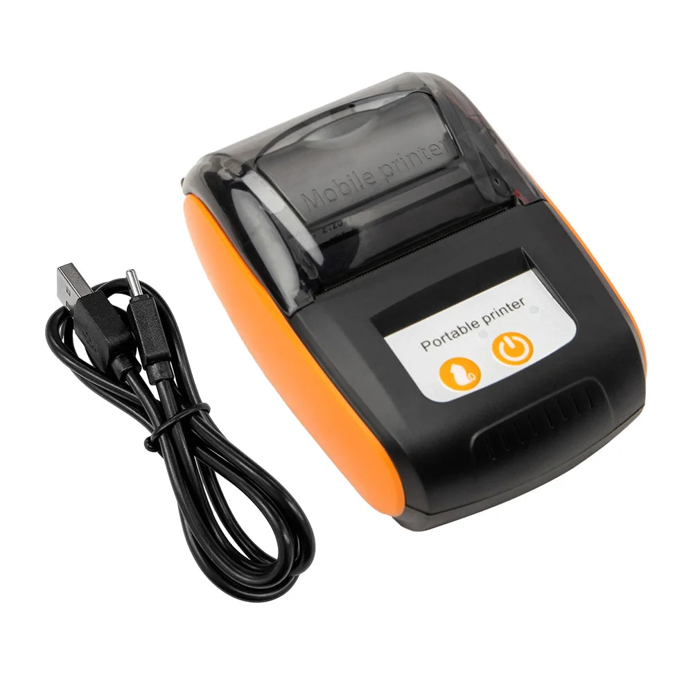 Receipt Printer 58mm Mini Thermal Printing Wireless BT USB Mobile Printer with 2 Inch Thermal Paper Roll for Android/iOS/Windows