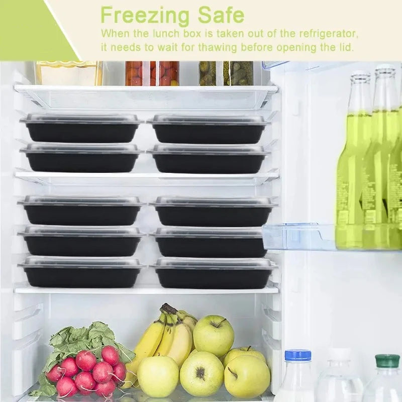 10/30pcs Disposable Food Containers Black Plastic Salads Sandwiches Lunch Box with Lids Home Kitchen Refrigerator Storage Boxes