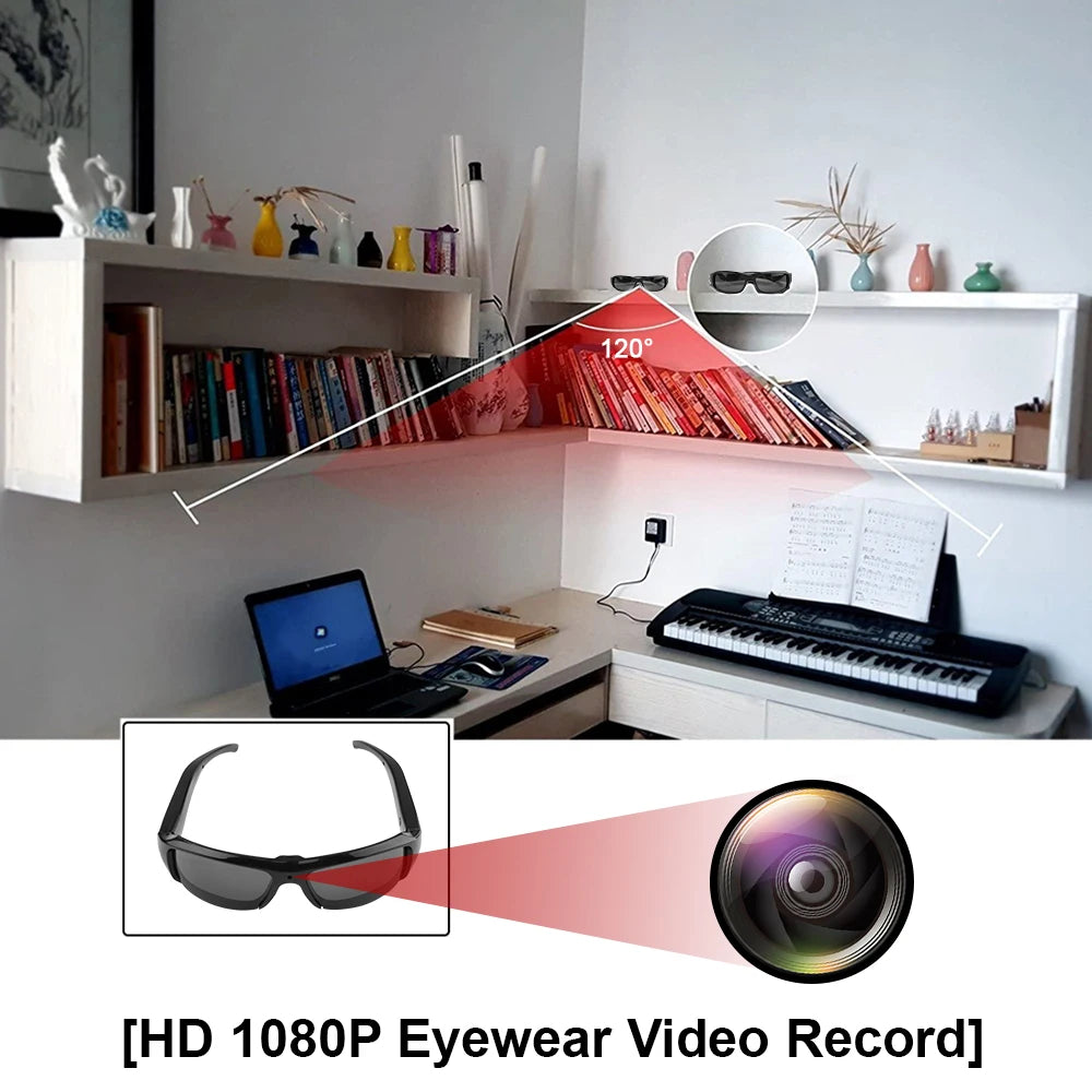 HD 1080P Mini Camcorder Glasses Camera For  For Driving Polarized Sunglasses Sports Camera Driving Cycling Video Recorder