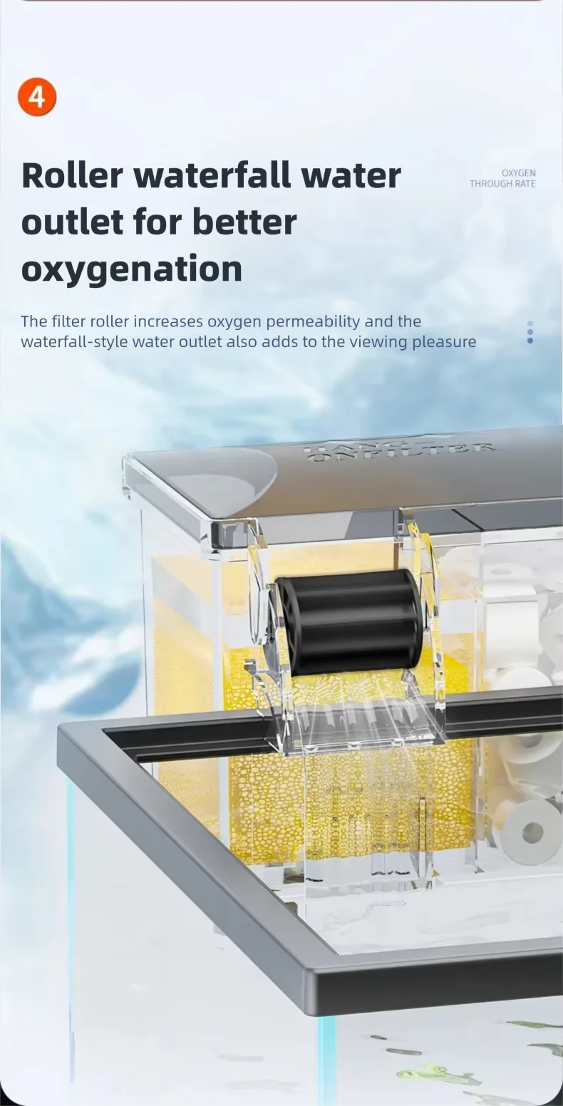 New Fish Tank Waterfall Filter Box Wall Mounted Built-in Silent Circulating Water Purifier For Aquarium Tank Box With Water Pump