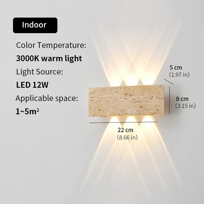 Wabi-sabi LED Wall Lamp Garden Light Stone IP65 Outdoor Waterproof Bedside Retro Sconces Lighting Fixture Home Decoration Indoor