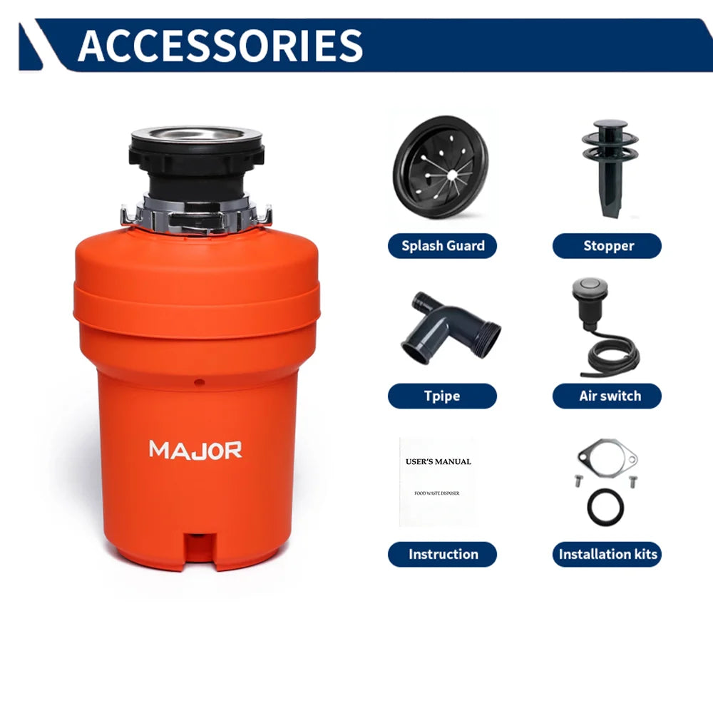 Commercial Kitchen Garbage Disposal Unit with 1200ml Grinding Capacity for Home Restaurant Use