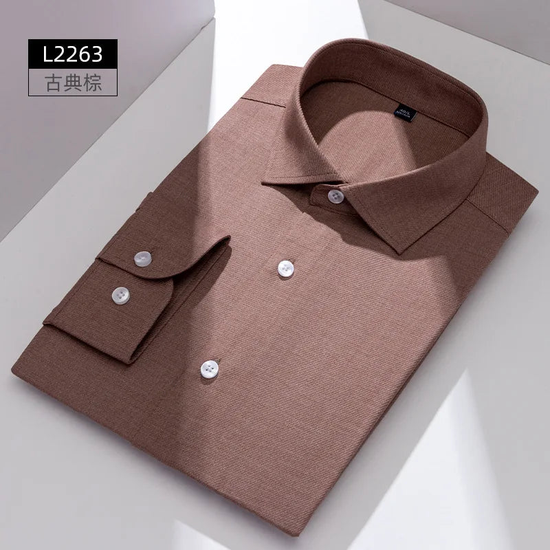 Windsor Collar French Shirt Men's Wrinkle-free Long-sleeved Twill Business Light Luxury Men's Casual Workwear Shirt for Men