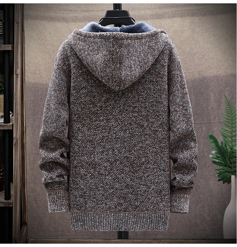 Autumn and Winter men's wool jacket new jacket plush thickened classic vintage cardigan Hoodie casual loose tops