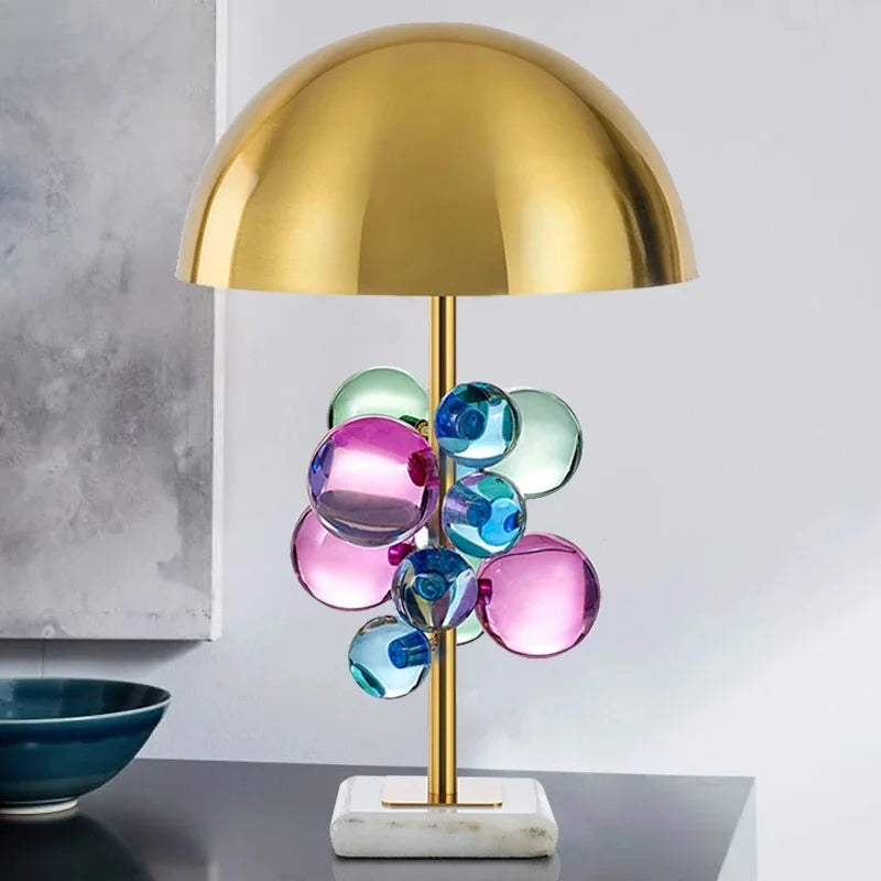 Morden italian designer Table Lamp Creative mushroom lamp Colorful Glass Ball Lamp for Living Room Bedroom Reading Lamp