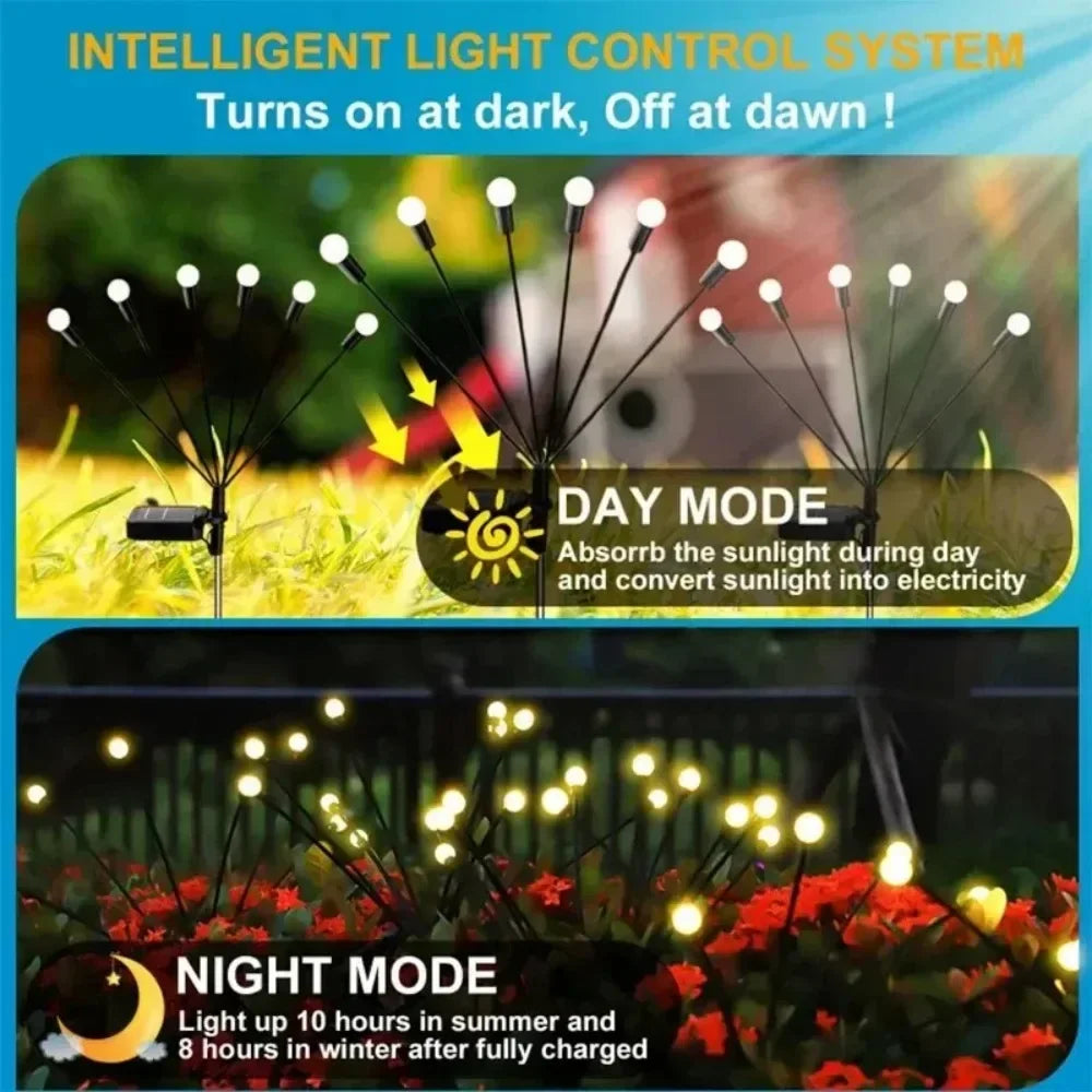 Solar Firefly Garden Lights Waterproof Outdoor LED Pathway Lights for Lawn Yard Landscape Decoration