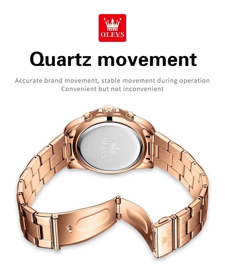 OLEVS 2939 Watches For Man Original Brand Multifunctional Quartz Watch Waterproof Luminous Stainless Steel Men Watches Reloj