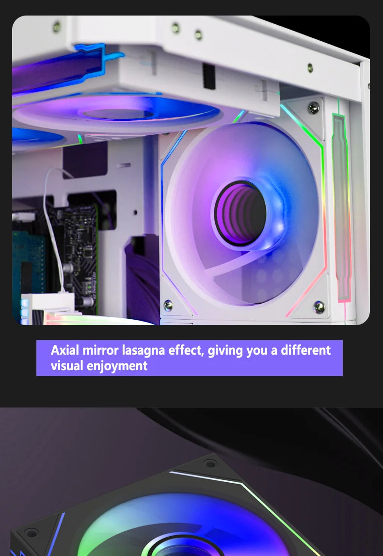 PC Case Fan 120mm ARGB Mirror Cycling Lighting Effect CPU Cooling Fan 4-Pin PWM 58.36CFM Fan for Computer Water Cooling
