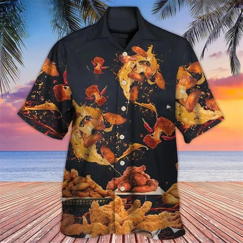 2025 Newest Breathable 3D Printed Trendy Cool Fashion Chicken Shirts Beach Hawaiian Tops Short Sleeves Summer Men's Tee Blouses