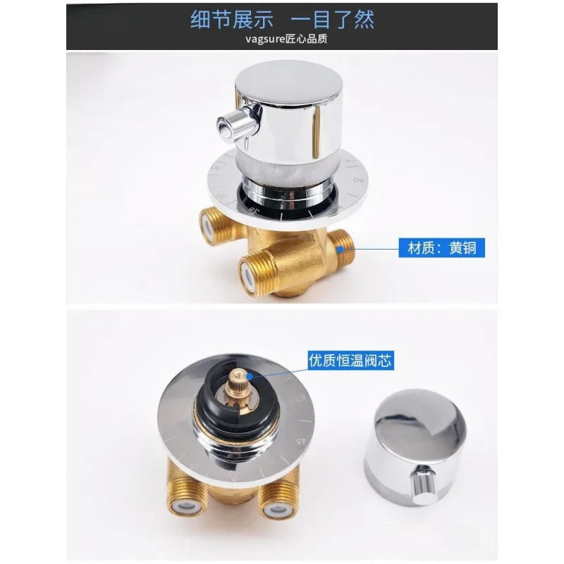 Way Output Thermostatic Brass Shower Faucets Wall Mounted Cold&Hot Water Mixing Valve Mixer Tap Thermostatic Shower Valve