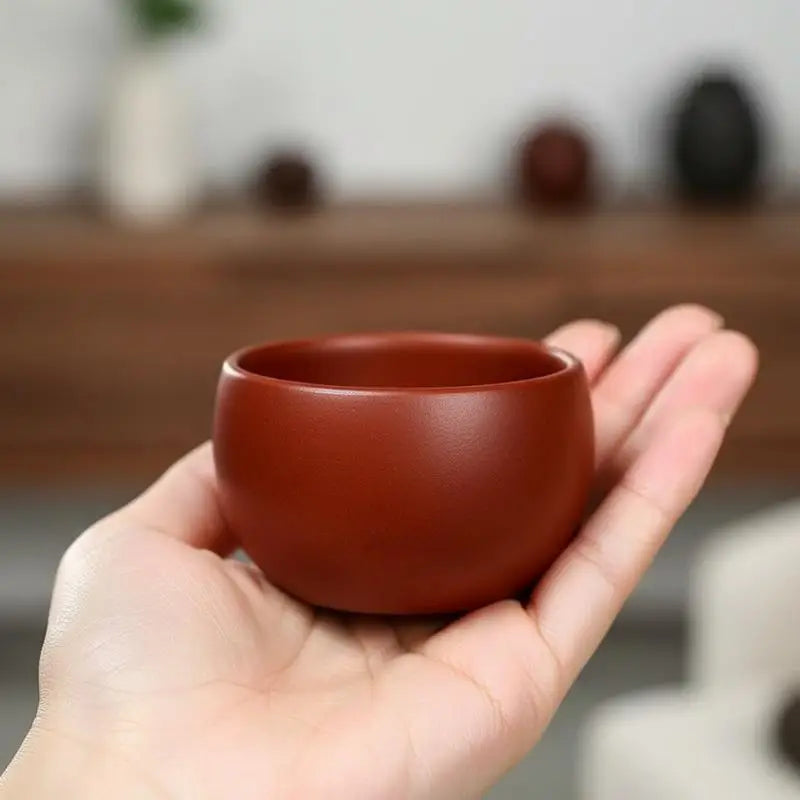 Yixing Purple Clay Travel Tea Bowl Handmade Master Teacup Lightweight for Hiking Camping Office Tea Drinking