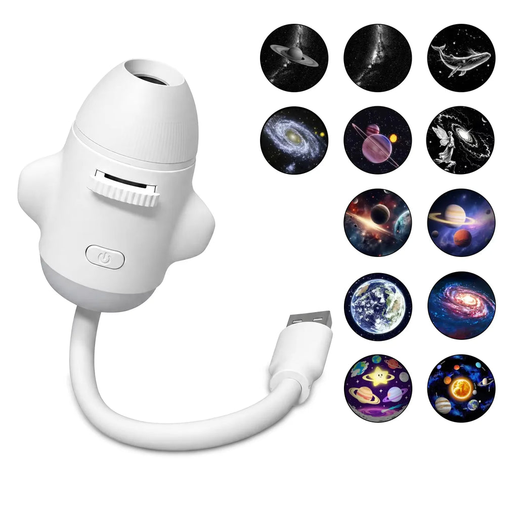 2 In 1 Usb Mini Galaxy Star Projector Night Light 12 Films Starry Sky Ambient Light For Car Home Decoration For Adults And Kids