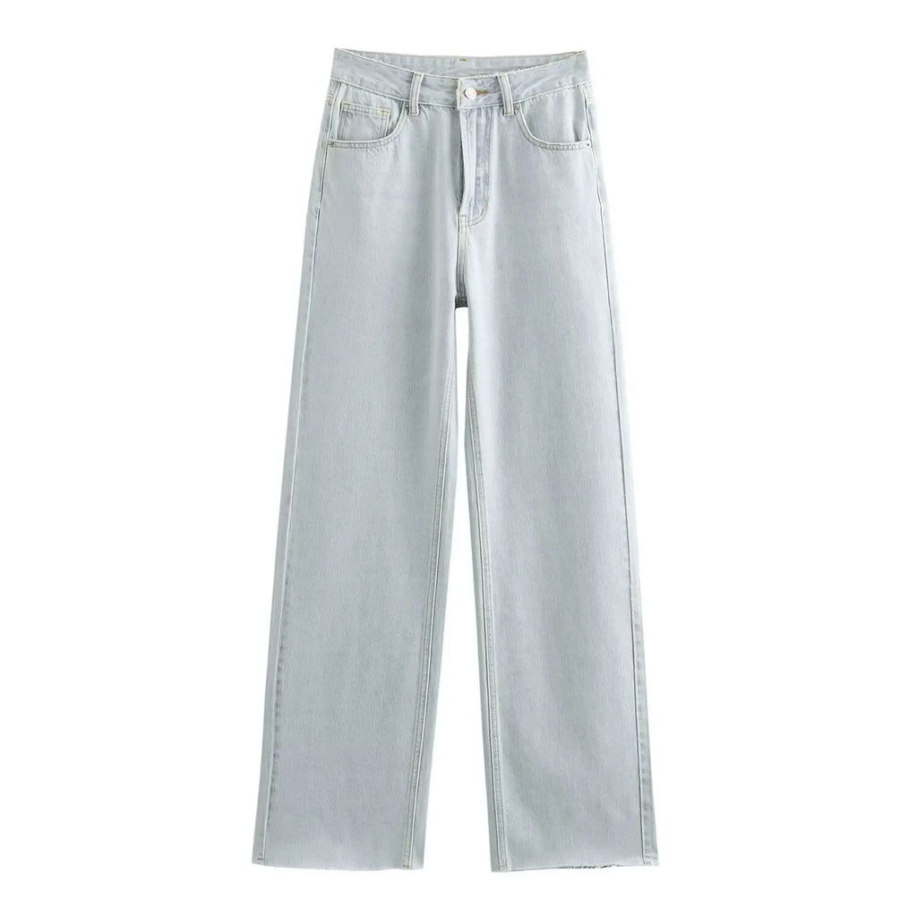 Maxdutti 2026 Spring High Waist Wide Leg Jeans For Women Minimalist Basic Jeans Denim Pants Casual Jeans Trousers