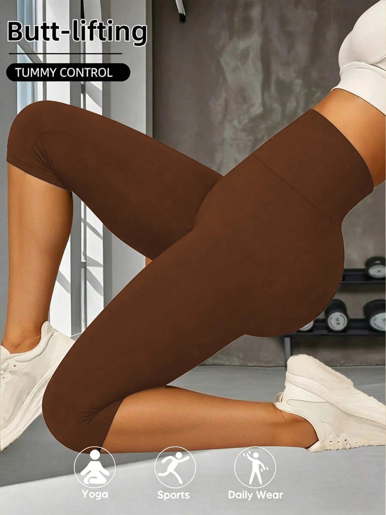 Solid Color Soft High Waist Cropped Yoga Legging Women Back Waist Pocket Sport Cropped Pants Tights Butter Athletic Gym