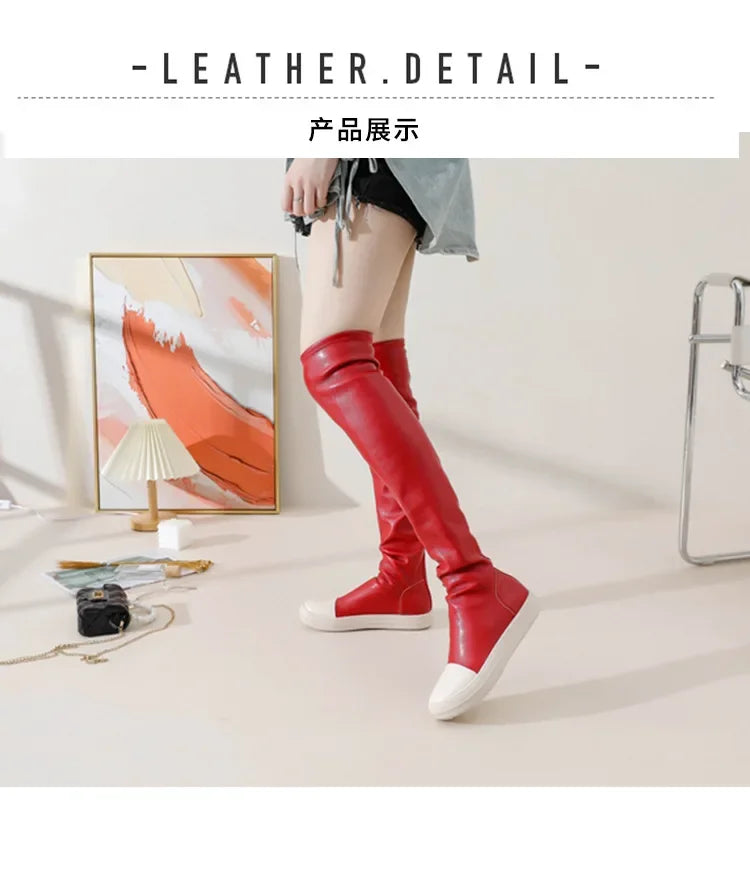 Women's Over-the-knee Boots Sexy  Women Stretch Tight Boots Flat Thick Bottom  Autumn Winter Black Women's Thigh High Boots