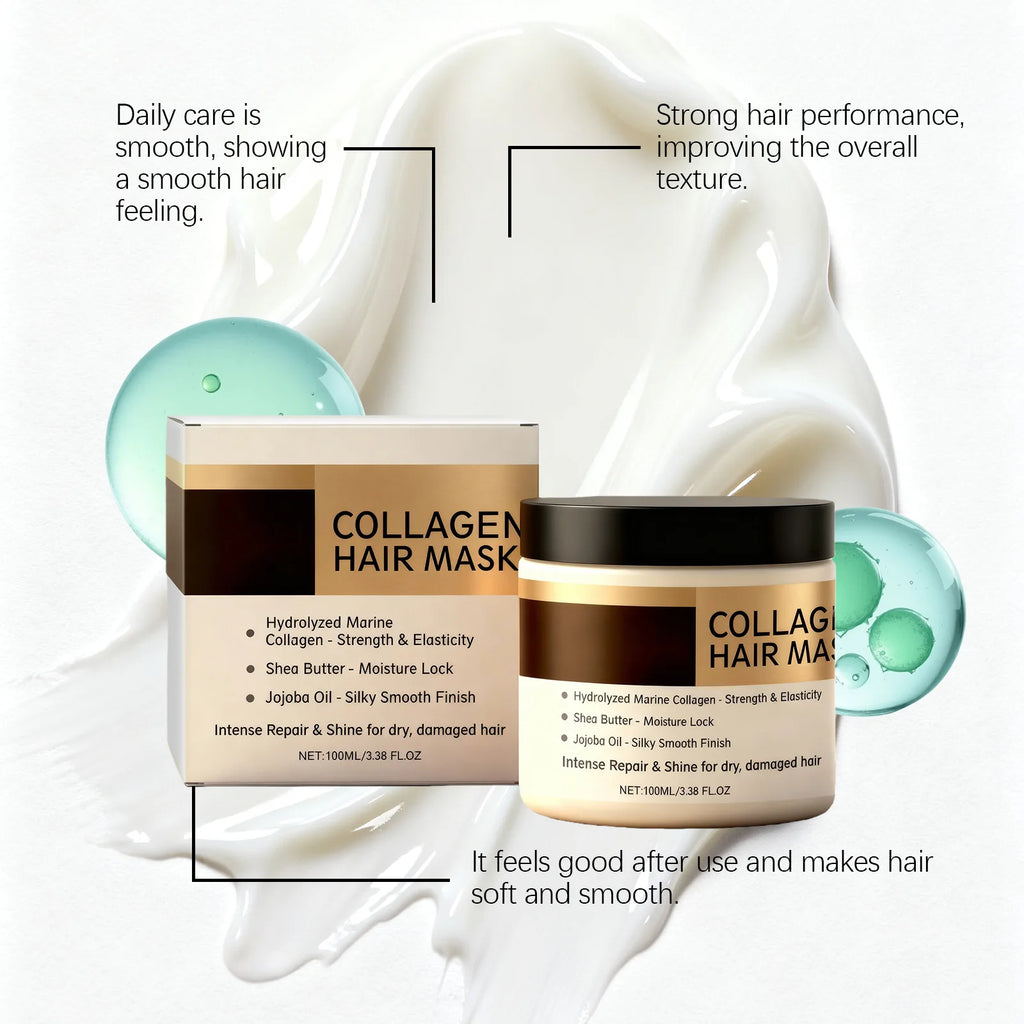 Collagen Hair Mask Gentle Moisturizing Oil Control Enhances Softness Strengthen Hair Roots Repair Damaged Revitalize Hair Care