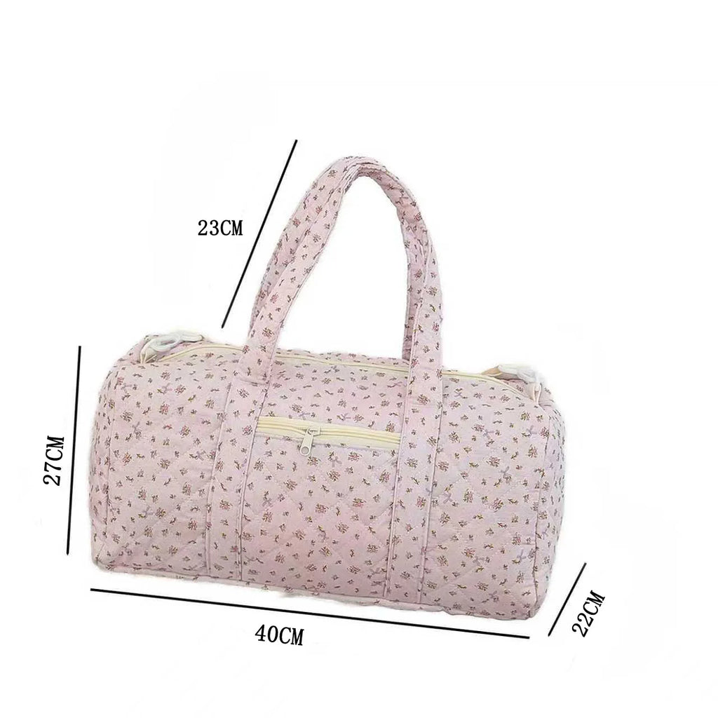 YT large-capacity lightweight luggage bag, hand-held crossbody Boston bag, small floral quilted travel bag, ins style