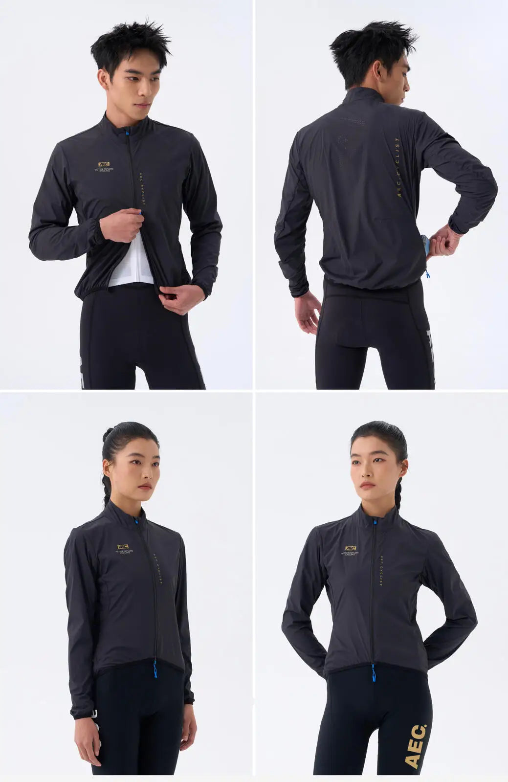 AEC.CYCLIST Windbreaker Cycling Jacket Men Women Ultra Light Quick Dry Cycling Jersey Breathable Bike Coats Zippered Side Pocket