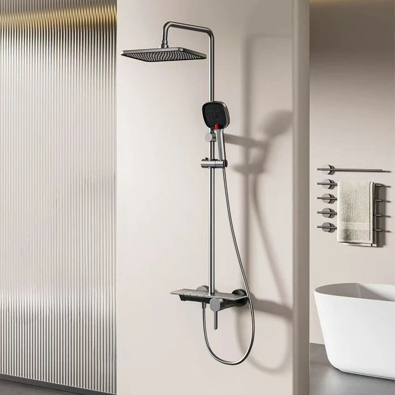 Piano Key Three Ways Water Outlet Shower Set Wall Mount Bathroom Shower Faucet Set Rainlfall Pressurized Bathroom Shower System