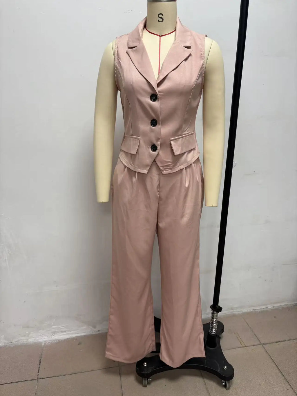 2026 Summer Women Two Piece Set Single-breasted Sleeveless Vest Top And Trousers Pants Set Suit Office Ladies Suits