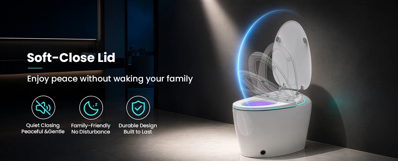 Sanyipace Smart Toilet Seat with Bidet 17.3" ADA Comfort Height Air Dryer Heated Seat Warm Water 1000 Map 360° Auto Flush Toilet