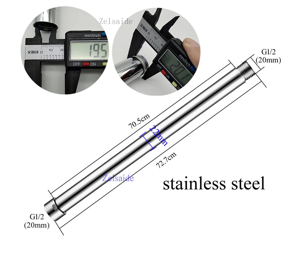 10/20/30/40/50/60/70cm brass/stainless steel shower extension rod, shower lengthen pipe