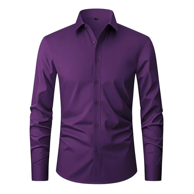 Men's Four-sided Elastic Solid Color Non-iron Shirt Anti-wrinkle Business Shirt