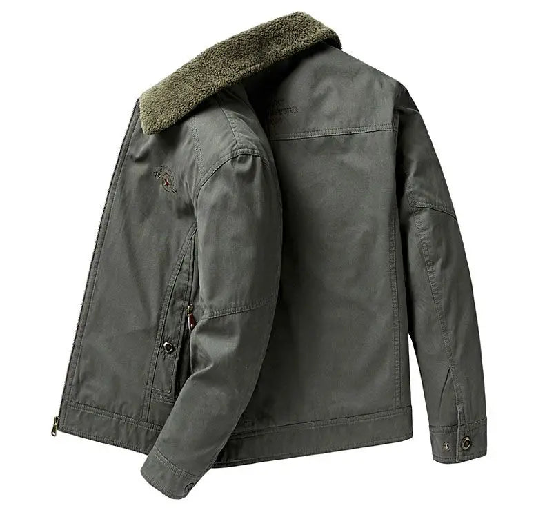 Autumn Winter Men's Cotton Thick Warm Fleece Jackets Stand Collar Fleece Lined Outdoor Workwear Warm Casual Style New Arrival