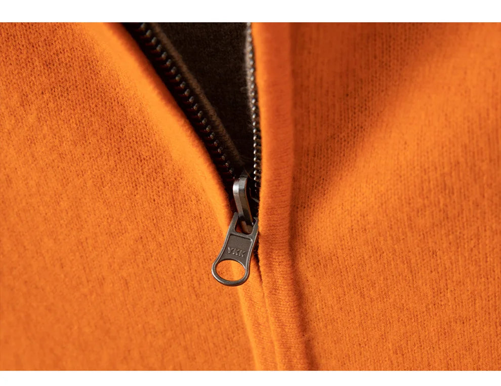 Double-Sided Cashmere Hooded Cardigan For Men Autumn And Winter Wearing Sweater Thickened Pure Wool Knitted Loose Zipper Coat