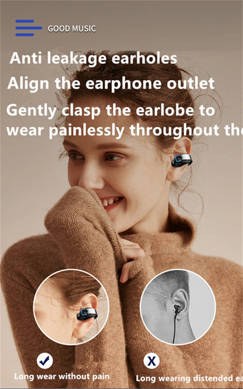 Earphone Clip Wireless Bluetooth Headphone Bone Conduction Headset High Quality TWS Auriculares Sport Noise Canceling With Mic